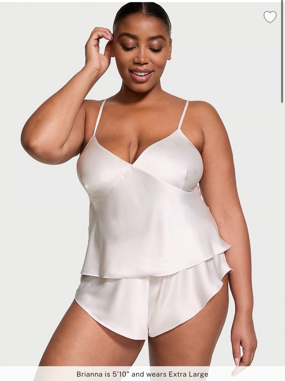 Victoria's Secret White Satin Open- Back Camisole & Shorts Sleep Set